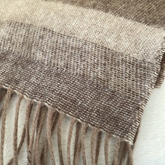 Cozy, soft tasseled acrylic/wool scarf in lovely earth tones, 72”X 10” - Picture 10 of 10